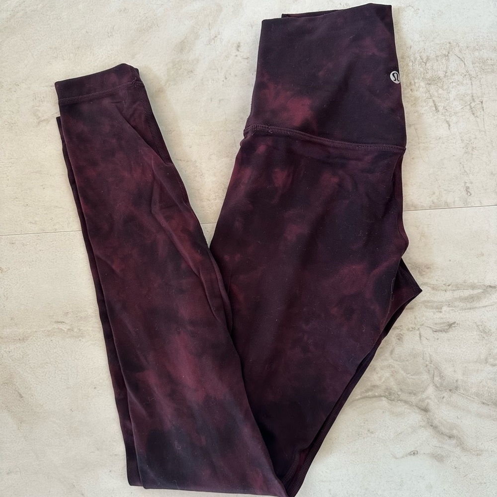 Lululemon Maroon Tie-Dye Print Leggings